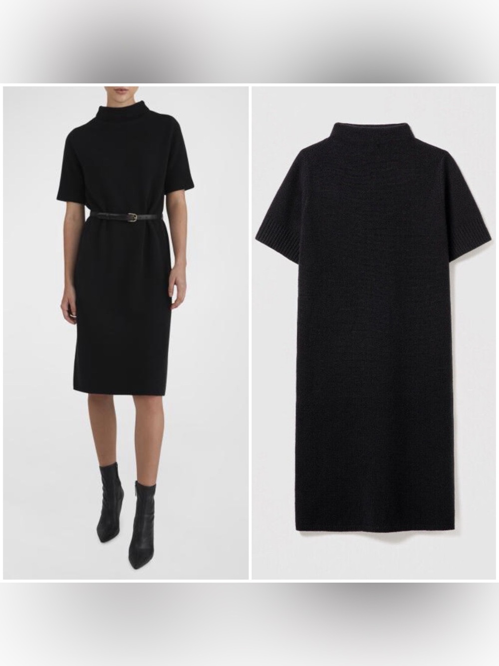 JUDITH AND CHARLES - 100% Merino Wool Leif Sweater Dress in Black. Medium